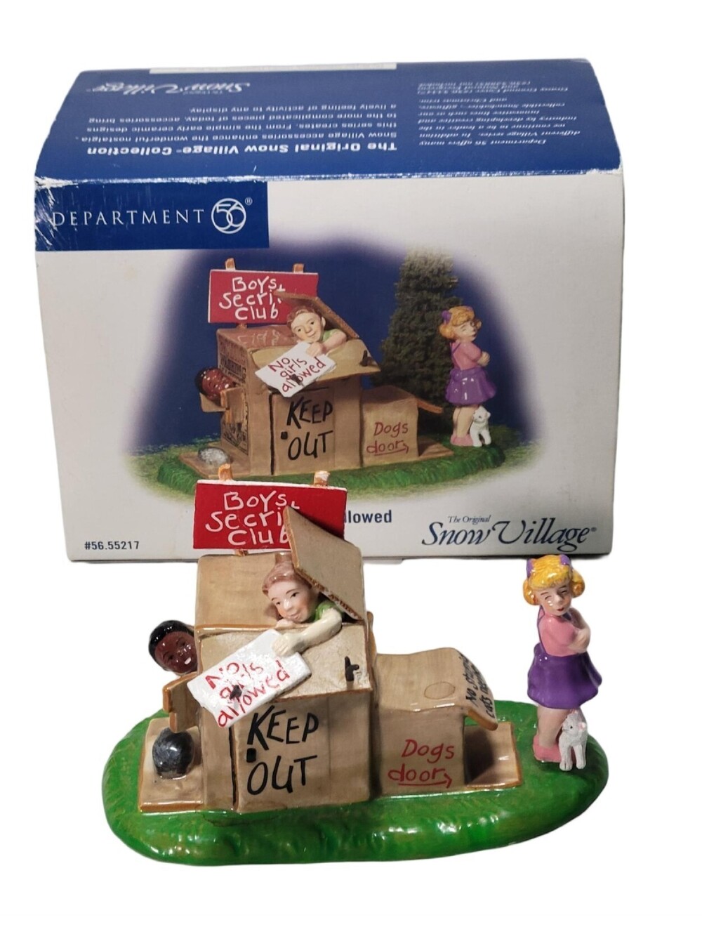 Dept 56 Snow Village NO GIRLS ALLOWED Christmas Accessory Fort Kitten